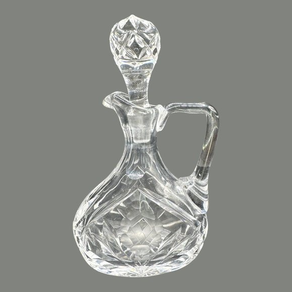 Antique Crystal Oil & Vinegar Bottle With Rose Pattern Engravings - Picture 8 of 13